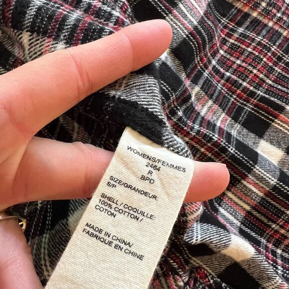 Woolrich Black & Red Cotton Checkered Plaid Print Button Front Long Sleeve Shirt - Picture 9 of 12